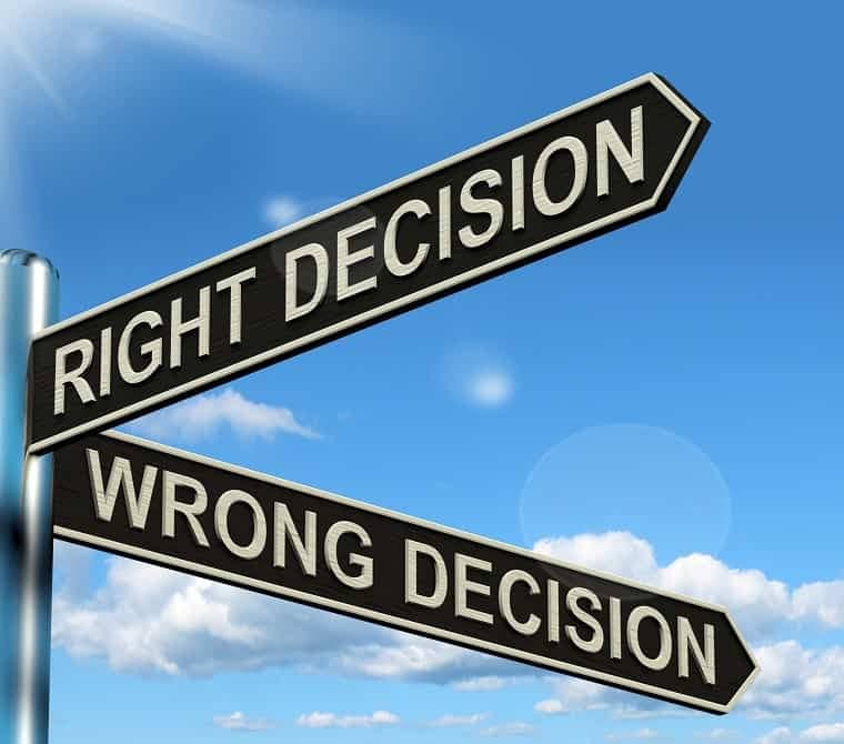 right or wrong decision - mistake