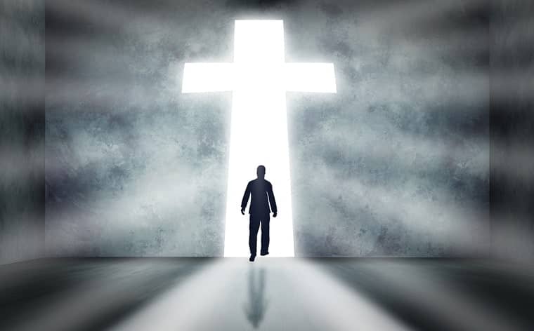 Walk towards a cross - follow the leader Jesus