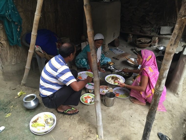 Indian Christians eating lunch