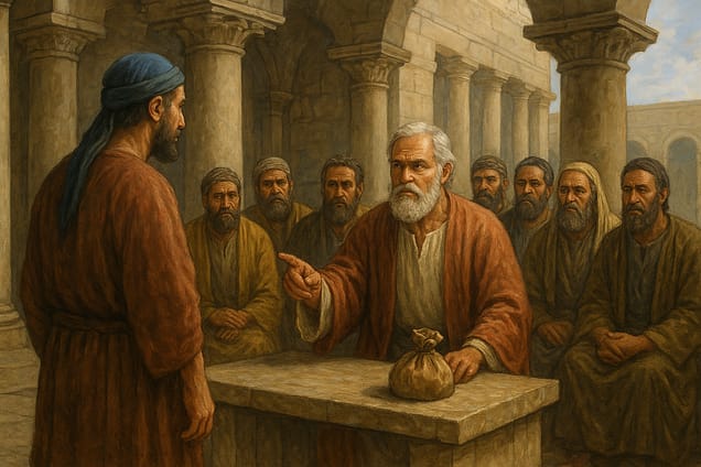 Peter and Ananias Illustration of Ananias not recognizing and resisting spiritual warfare
