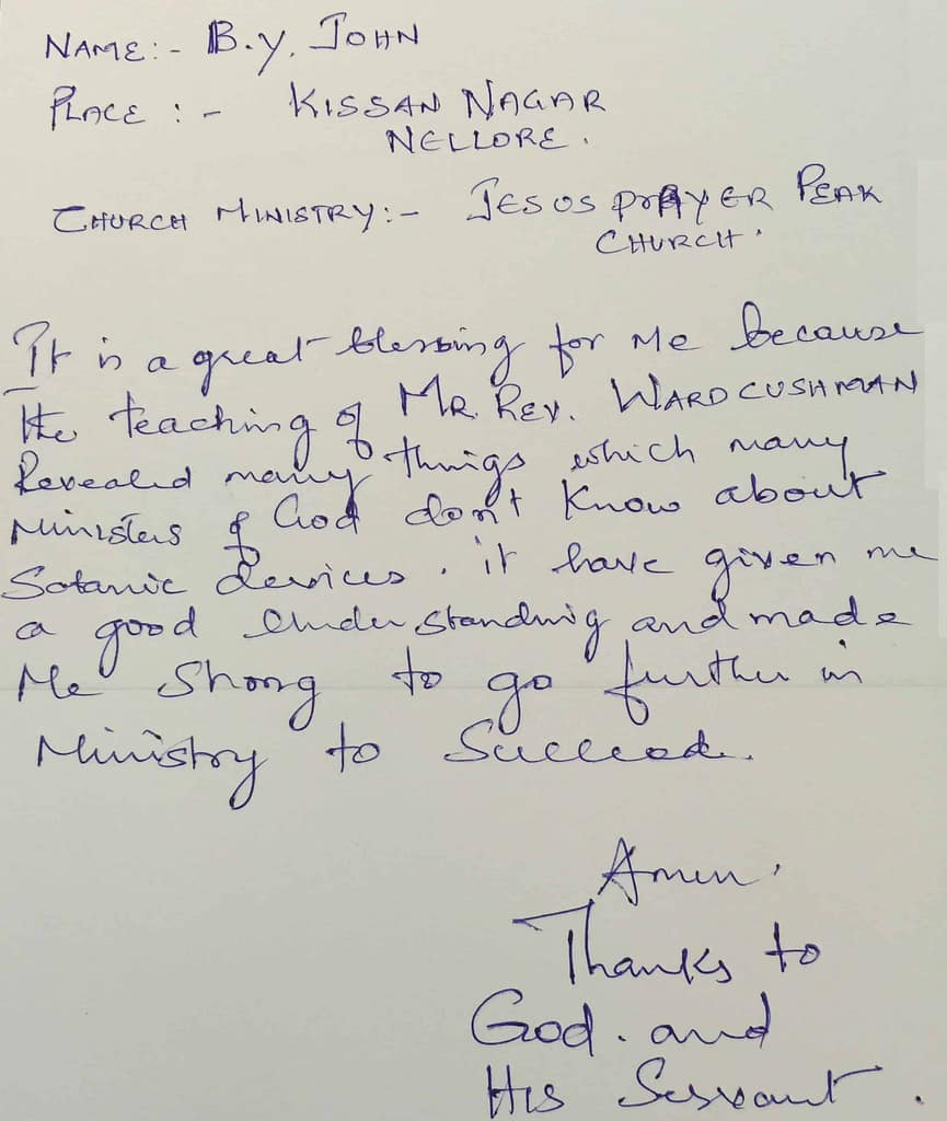 Pastoral Testimonials Nellore, India